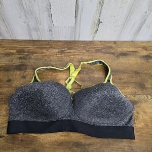 Ashley Stewart Charcoal and Lime Wireless Bra Womens Plus Size 3X